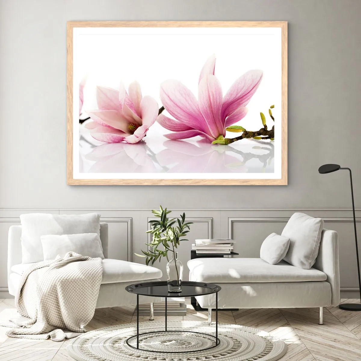 Een poster in een licht eiken lijst - Delicaat als een lentebriesje - 70x50 cm
