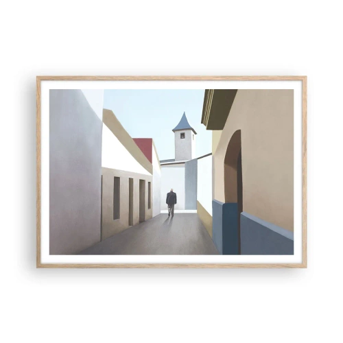 Een poster in een licht eiken lijst - Een zonnige wandeling - 100x70 cm