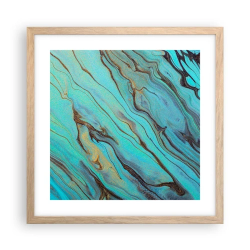 Een poster in een licht eiken lijst - Turquoise vloed - 40x40 cm