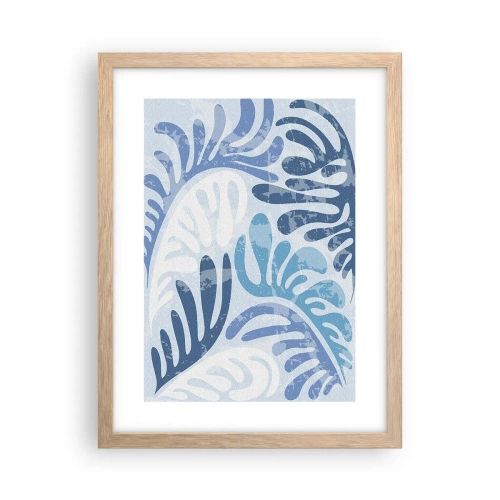 Een poster in een licht eiken lijst - Blauwe varens - 30x40 cm