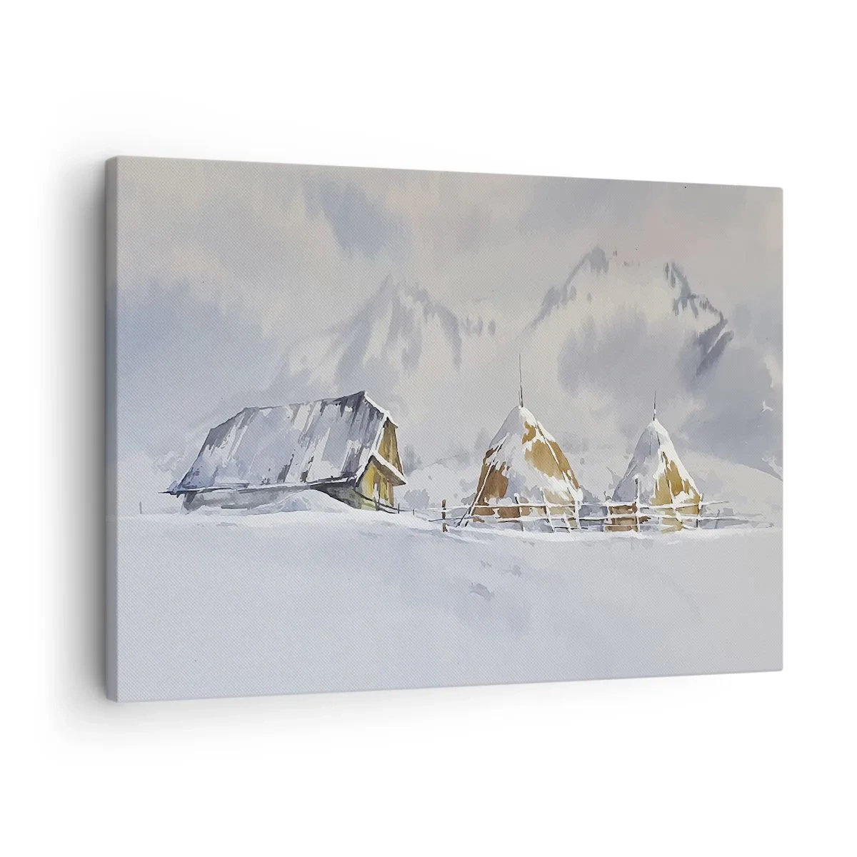 Schilderen op canvas - In een besneeuwde vallei - 70x50 cm