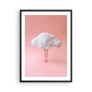 Poster in een zwarte lijst - Een mooie wolk met poten op een roze achtergrond - 50x70cm - Zoete belofte - Moderne wanddecoratie voor woonkamer en slaapkamer ARTTOR