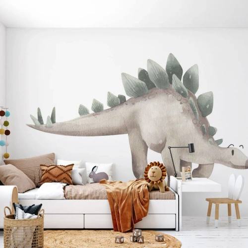 Fotobehang op maat Premium Sand - Jouw vried - Dinosaurus, Kinderen, Stegosaurus