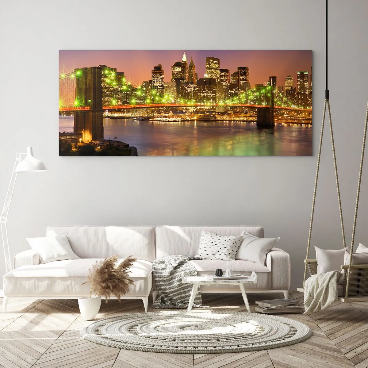 Schilderen op glas - Het licht gaat hier nooit uit - 160x50 cm
