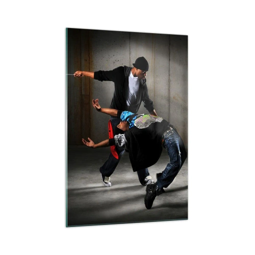 Schilderen op glas - Dansend met de straatwind - 70x100 cm
