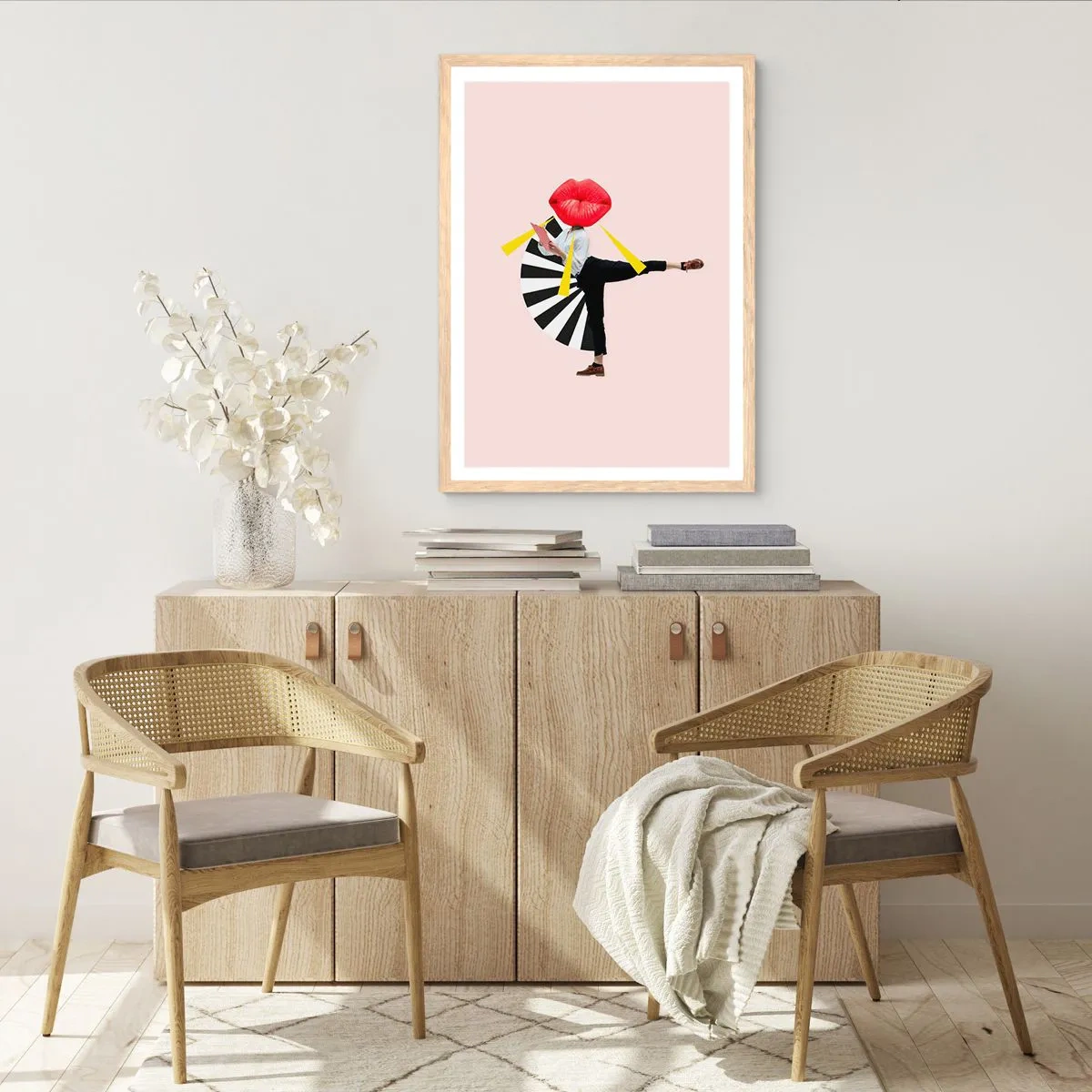 Een poster in een licht eiken lijst - Surrealistische pop-art - 50x70 cm