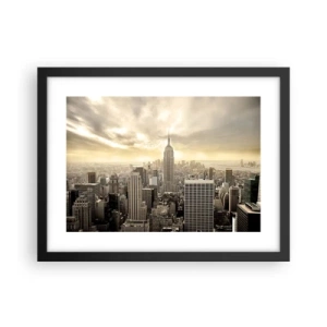 Poster in een zwarte lijst - New York geweven van grijs - 40x30 cm