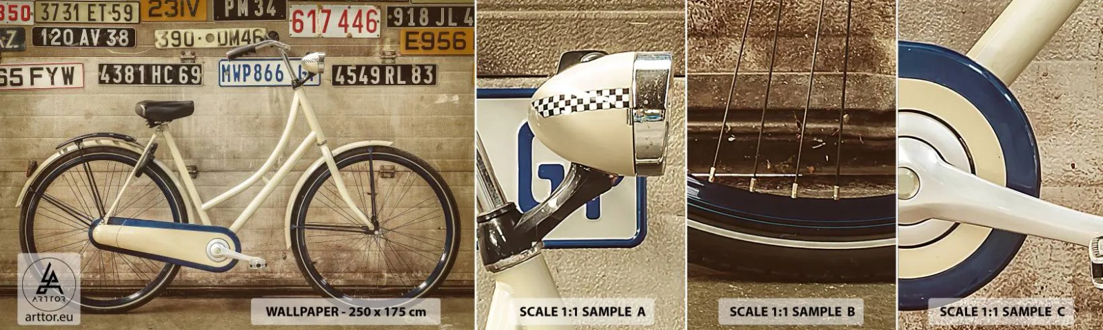 Fotobehang Monster Zelfklevend Deluxe Sticker - Zonder complexen - Muurschildering, Fiets, Platen - 100x30 cm