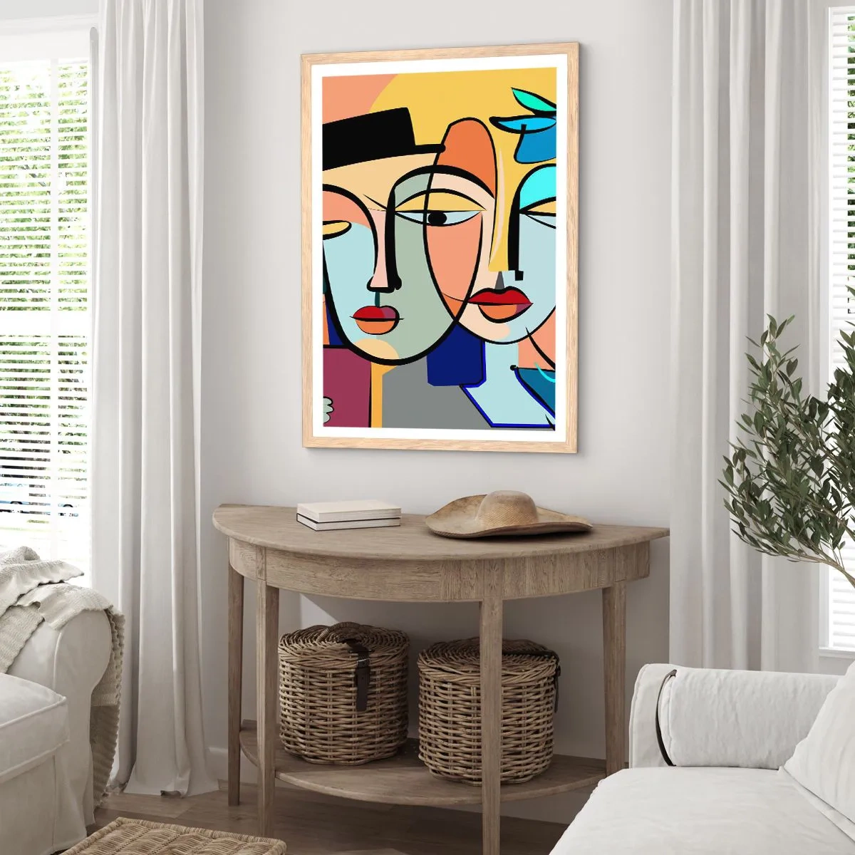 Een poster in een licht eiken lijst - Picasso's randez-vous - 70x100 cm