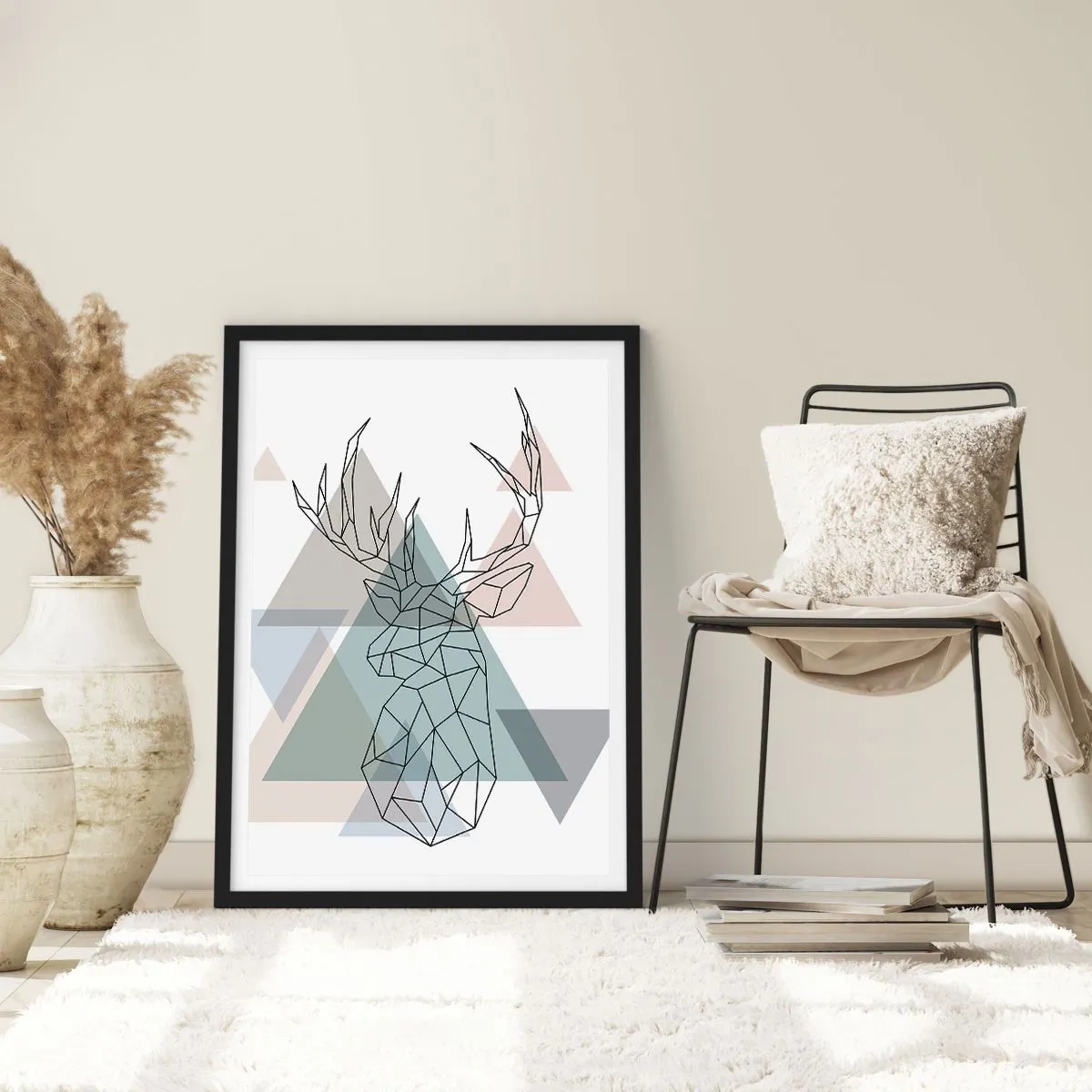 Poster in een zwarte lijst - In een geometrisch bos - 40x50 cm