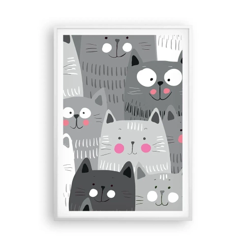 Poster in een witte lijst - De wereld van de kat - 70x100 cm