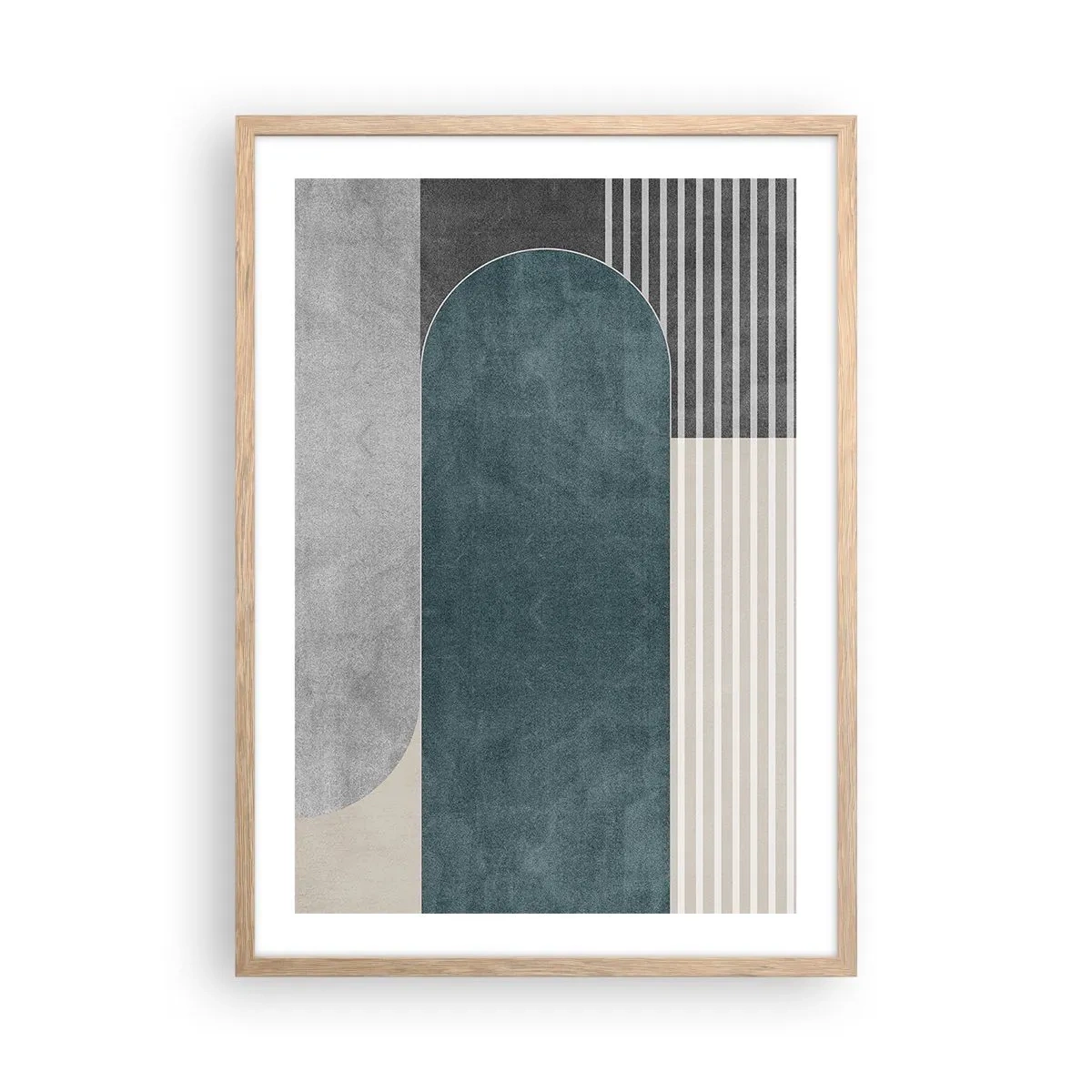 Een poster in een licht eiken lijst - Compositie op niveau - 50x70 cm