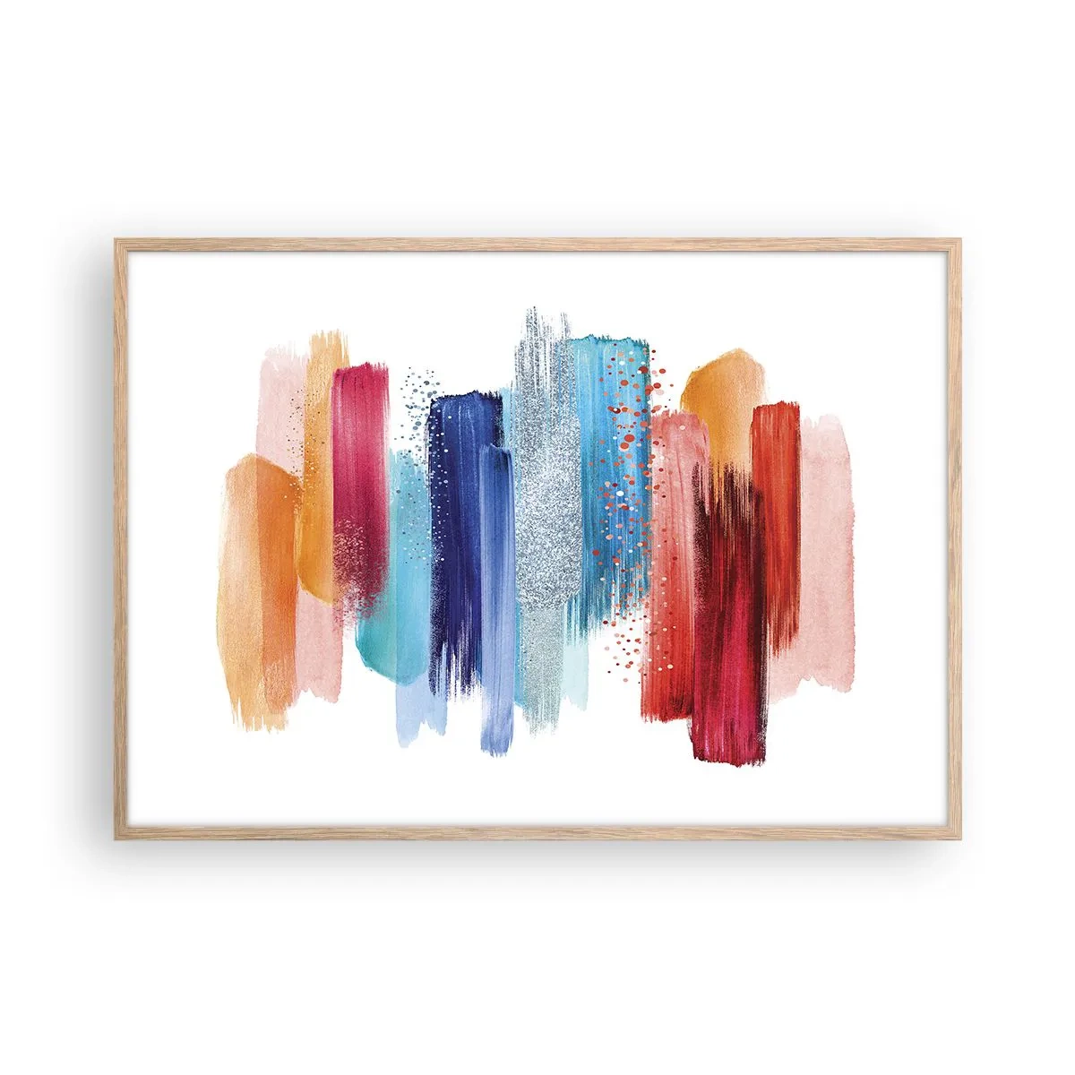 Een poster in een licht eiken lijst - Omhoog en omlaag - 100x70 cm