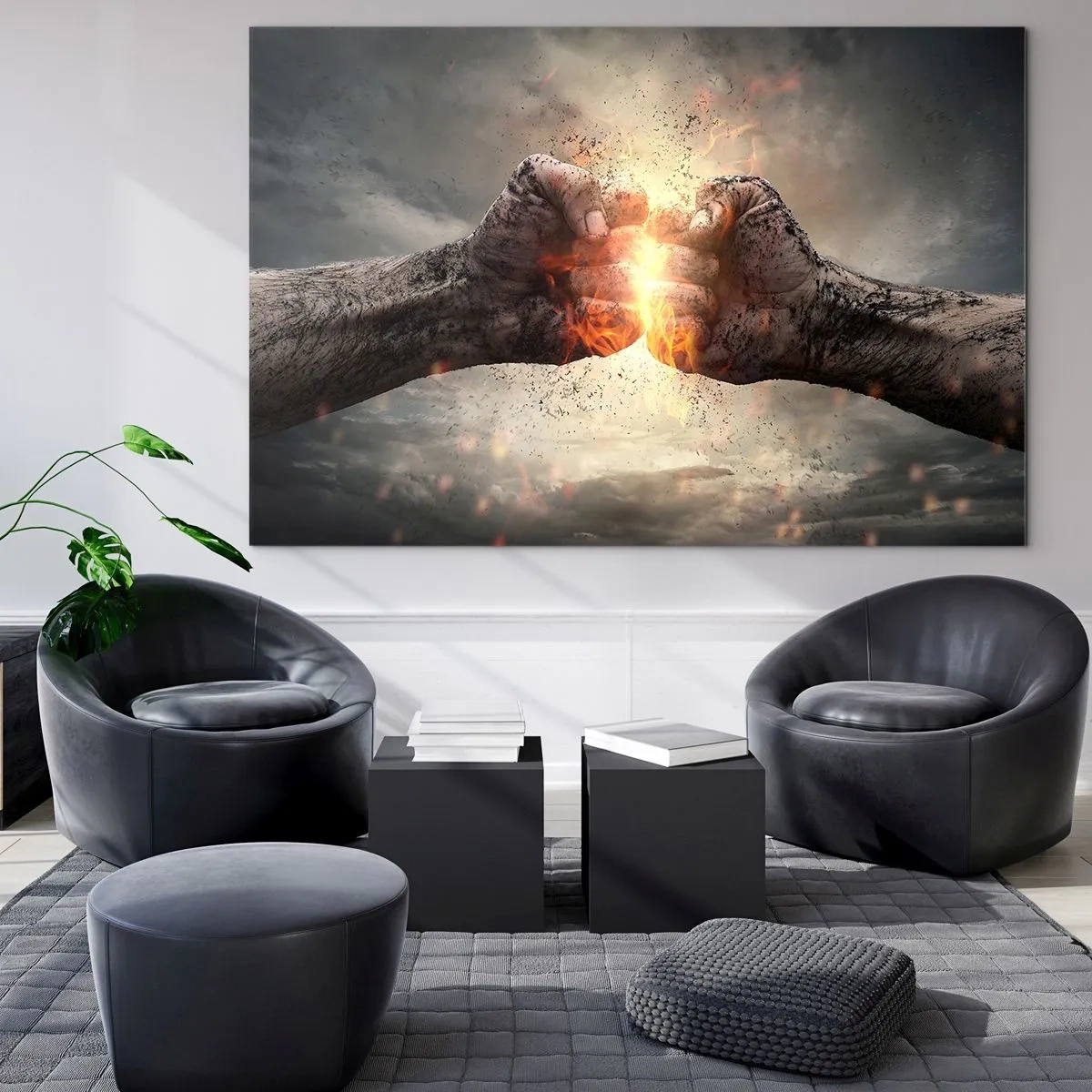 Schilderen op glas - Sta op voor een gevecht - 120x80 cm