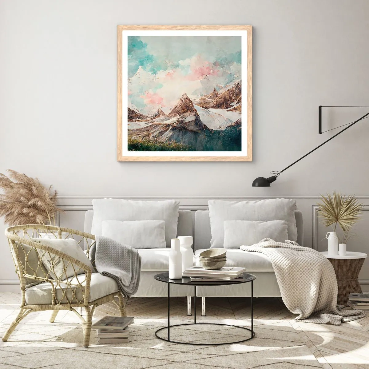 Een poster in een licht eiken lijst - Rotsbladen - 30x30 cm