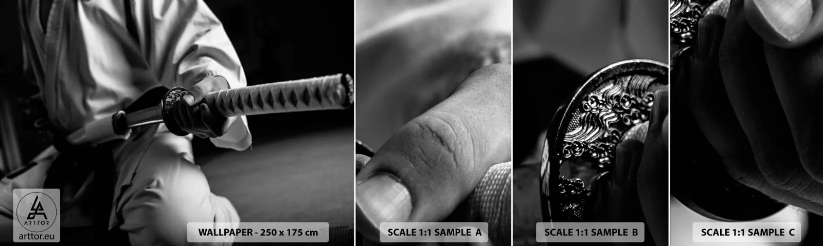 Fotobehang Staaltje Standard Eco - Ziel van een vechter - Samurai zwaard, Japan, Vechtsporten - 100x30 cm