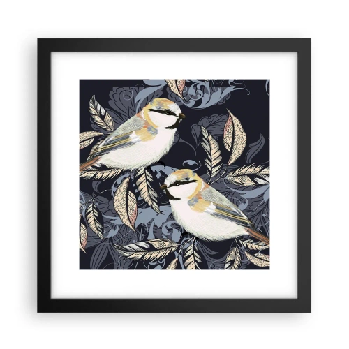 Poster in een zwarte lijst - Geel-blauwe triller - 30x30 cm
