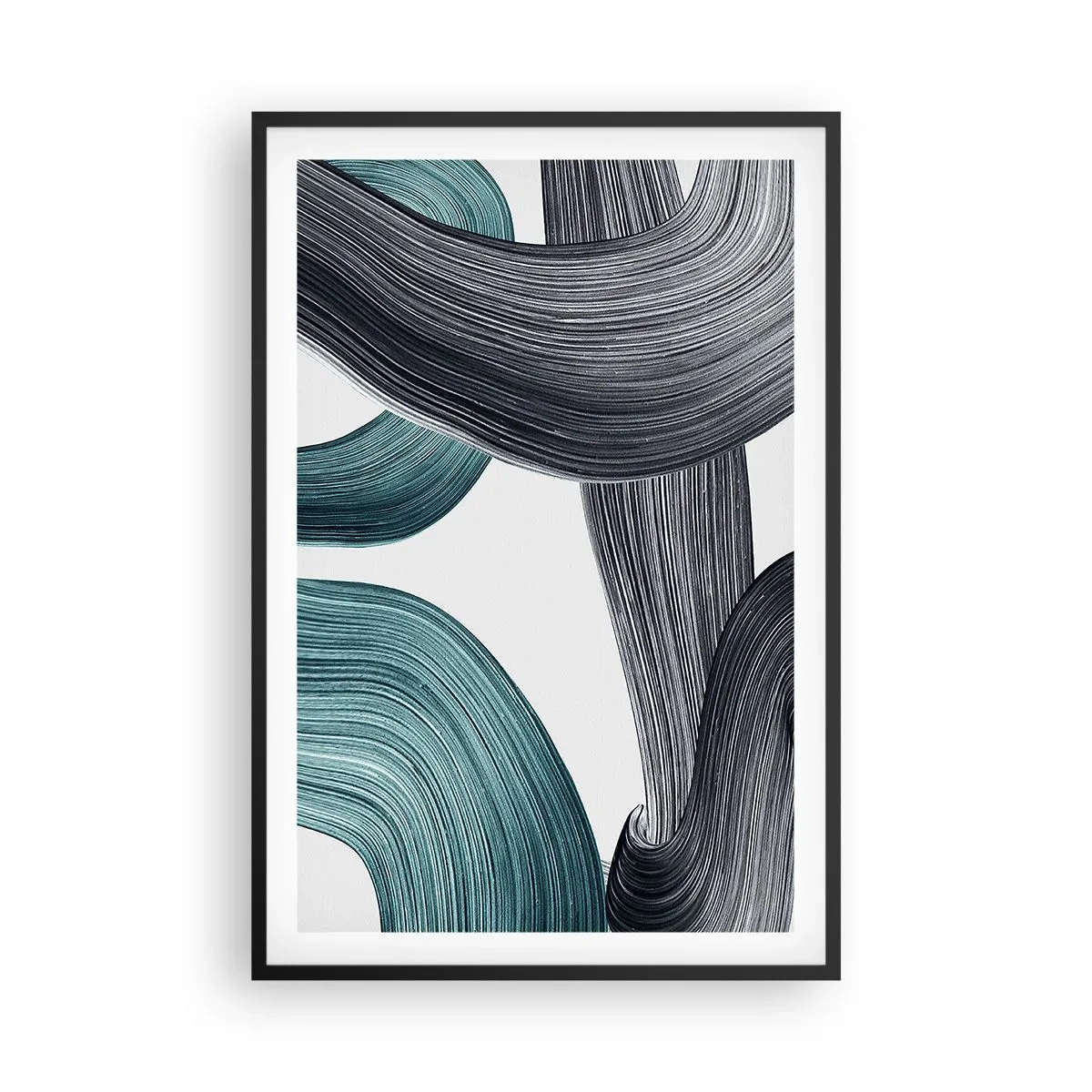 Poster in een zwarte lijst - Smaragdgroene en zwarte paden - 61x91 cm