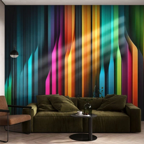 Fotobehang op maat Zelfklevend Deluxe Sticker - Lichtorgel - Kleurrijk, Lijnen, Abstractie