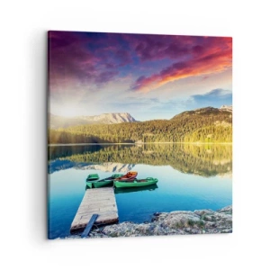 Schilderen op canvas - Over het water zo glad als een spiegel - 50x50 cm