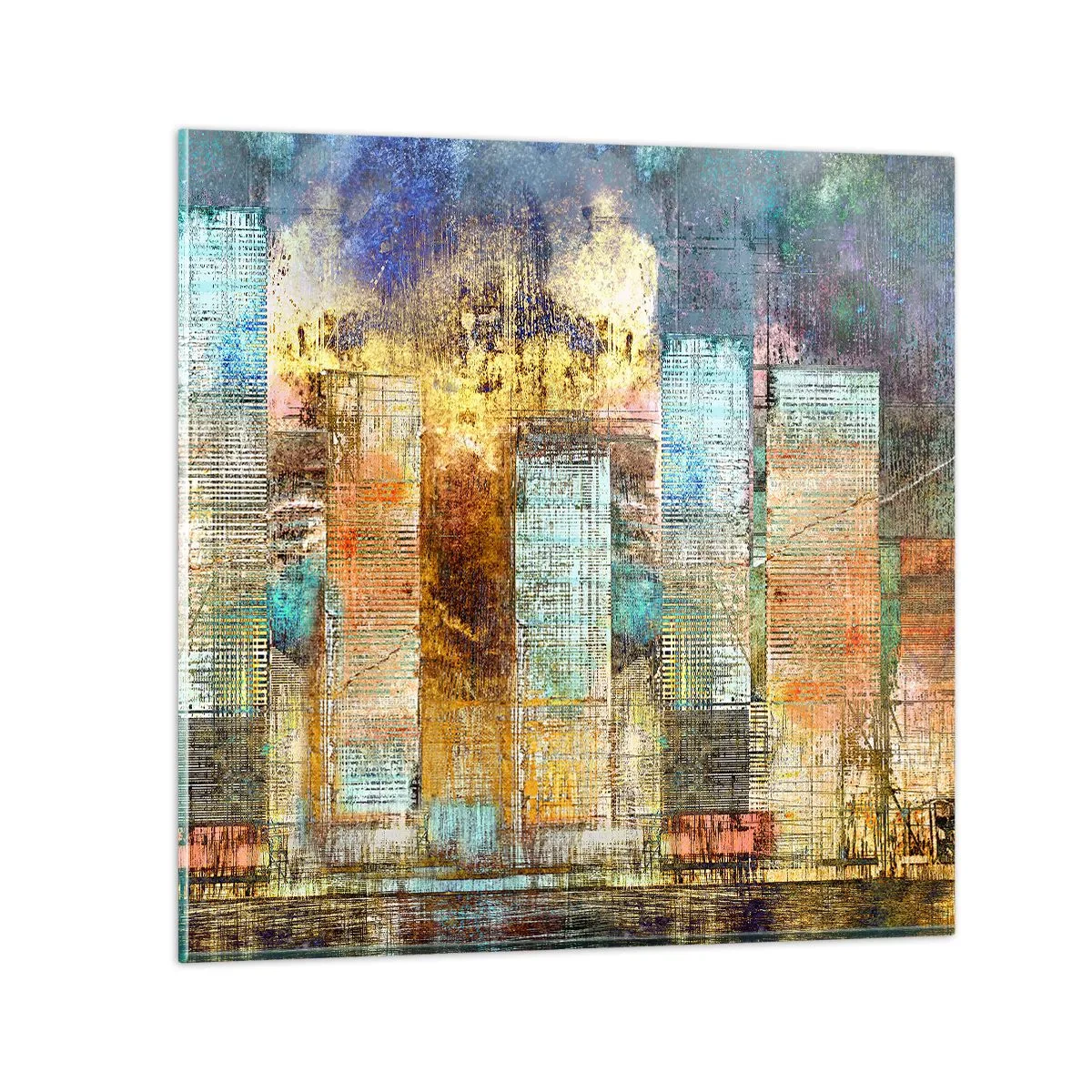 Schilderen op glas - Een zonnige metropool - 40x40 cm