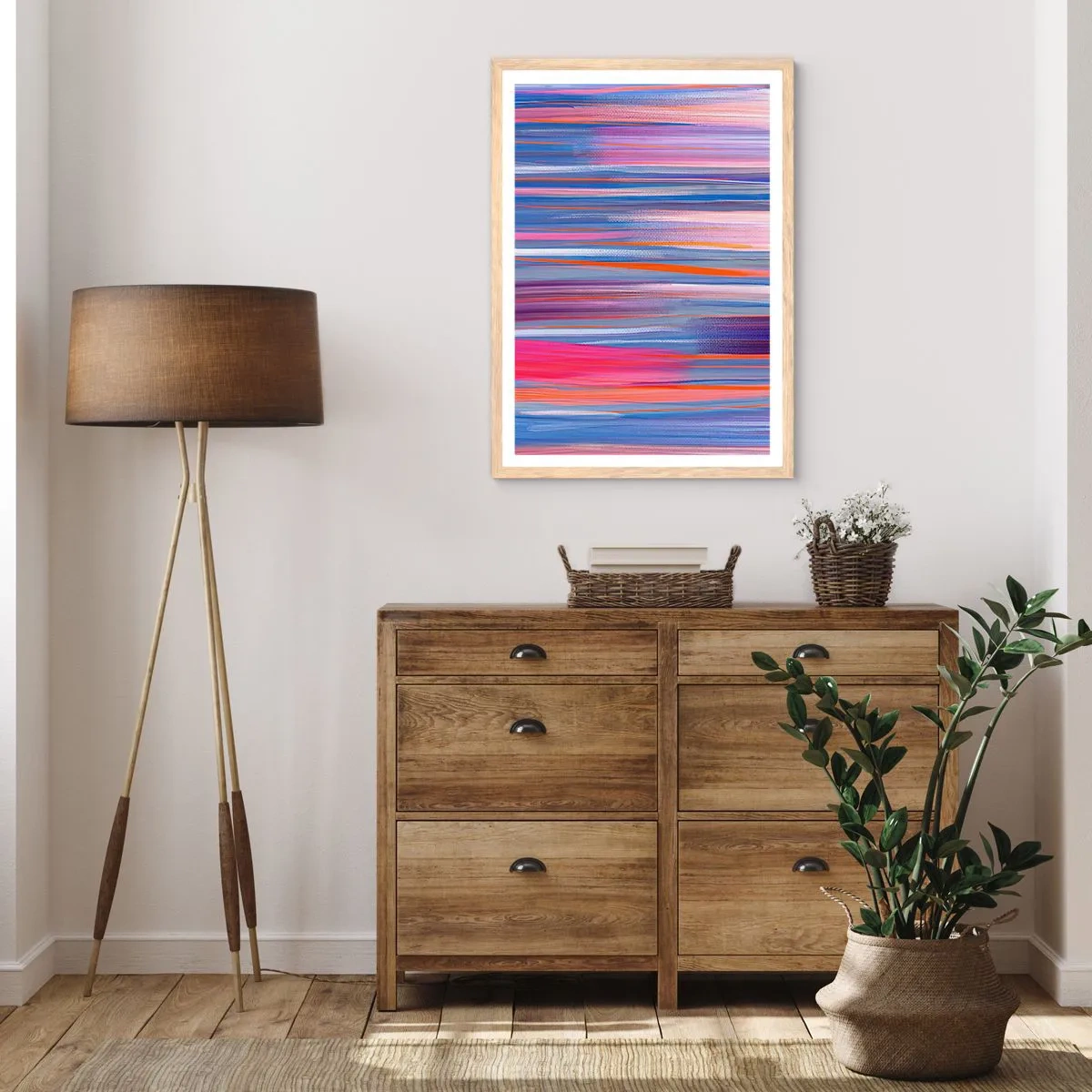 Een poster in een licht eiken lijst - Opgang naar de regenboog - 30x40 cm