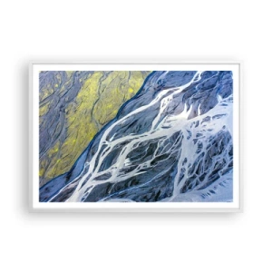 Poster in een witte lijst - Rotstekeningen van de natuur - 100x70 cm