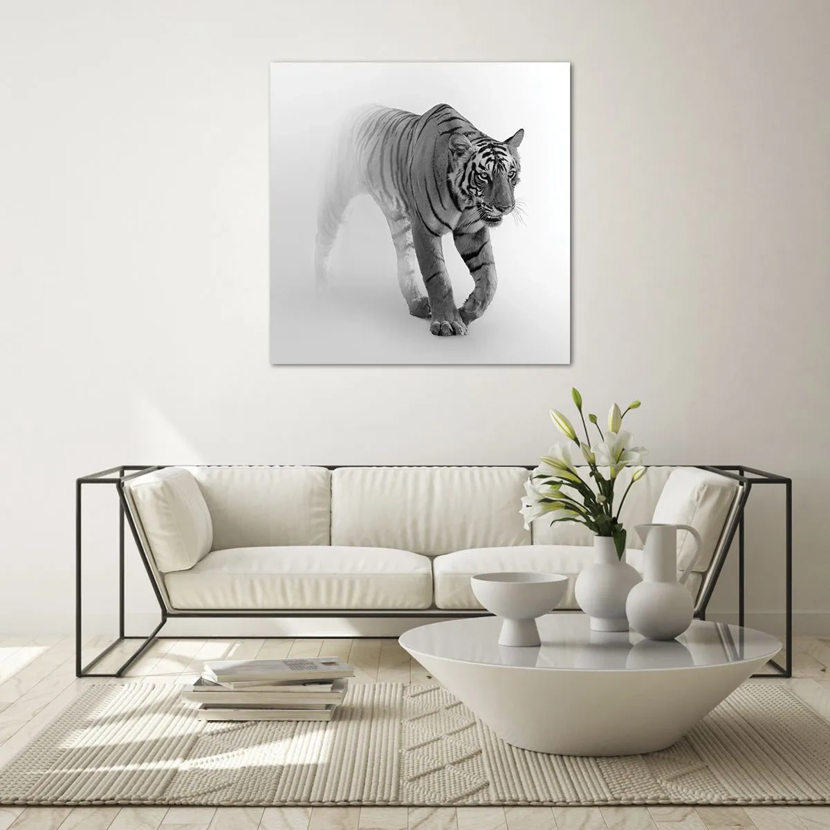 Schilderen op glas - Gehurkt in de mist - 30x30 cm