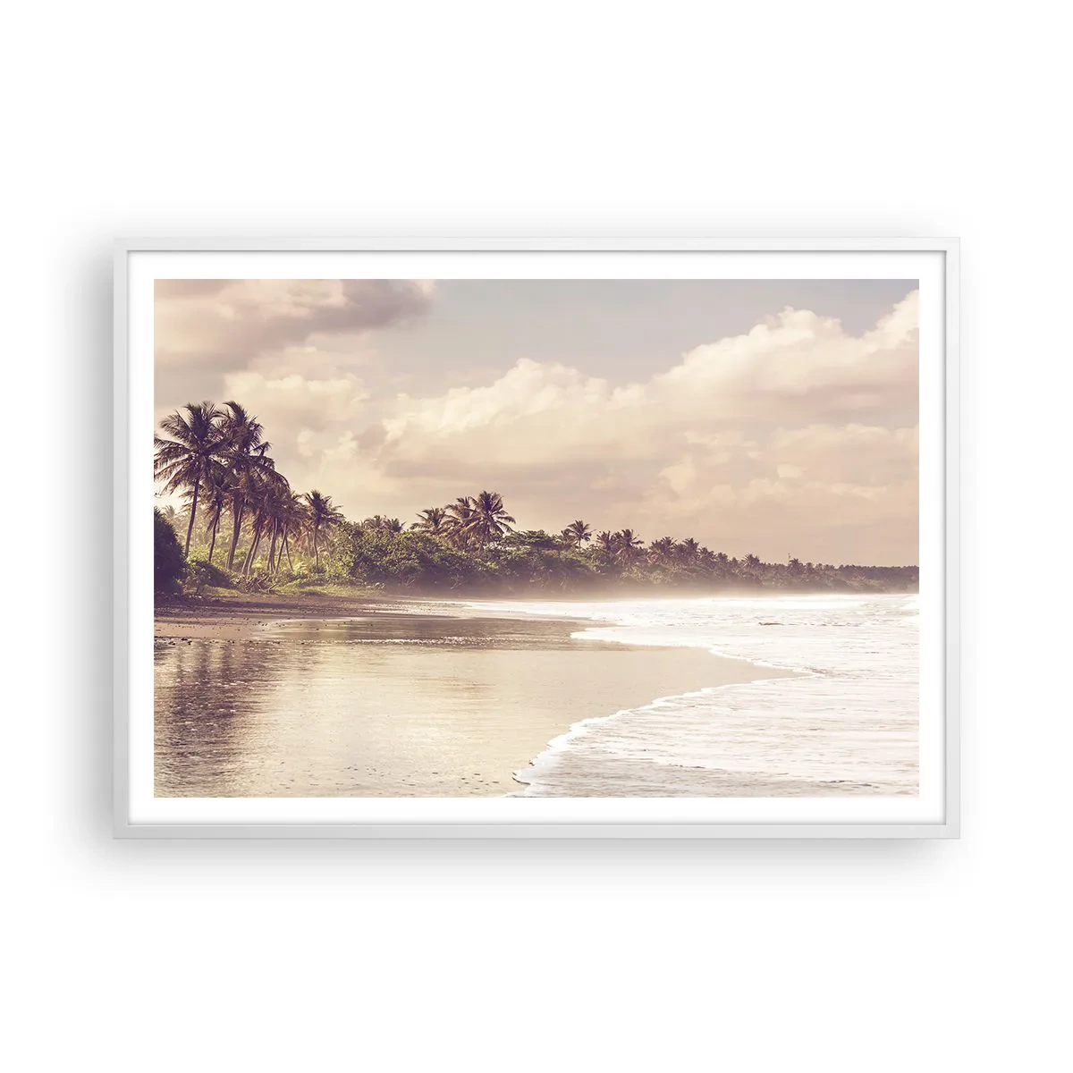 Poster in een witte lijst - De streling van de golven - 100x70 cm