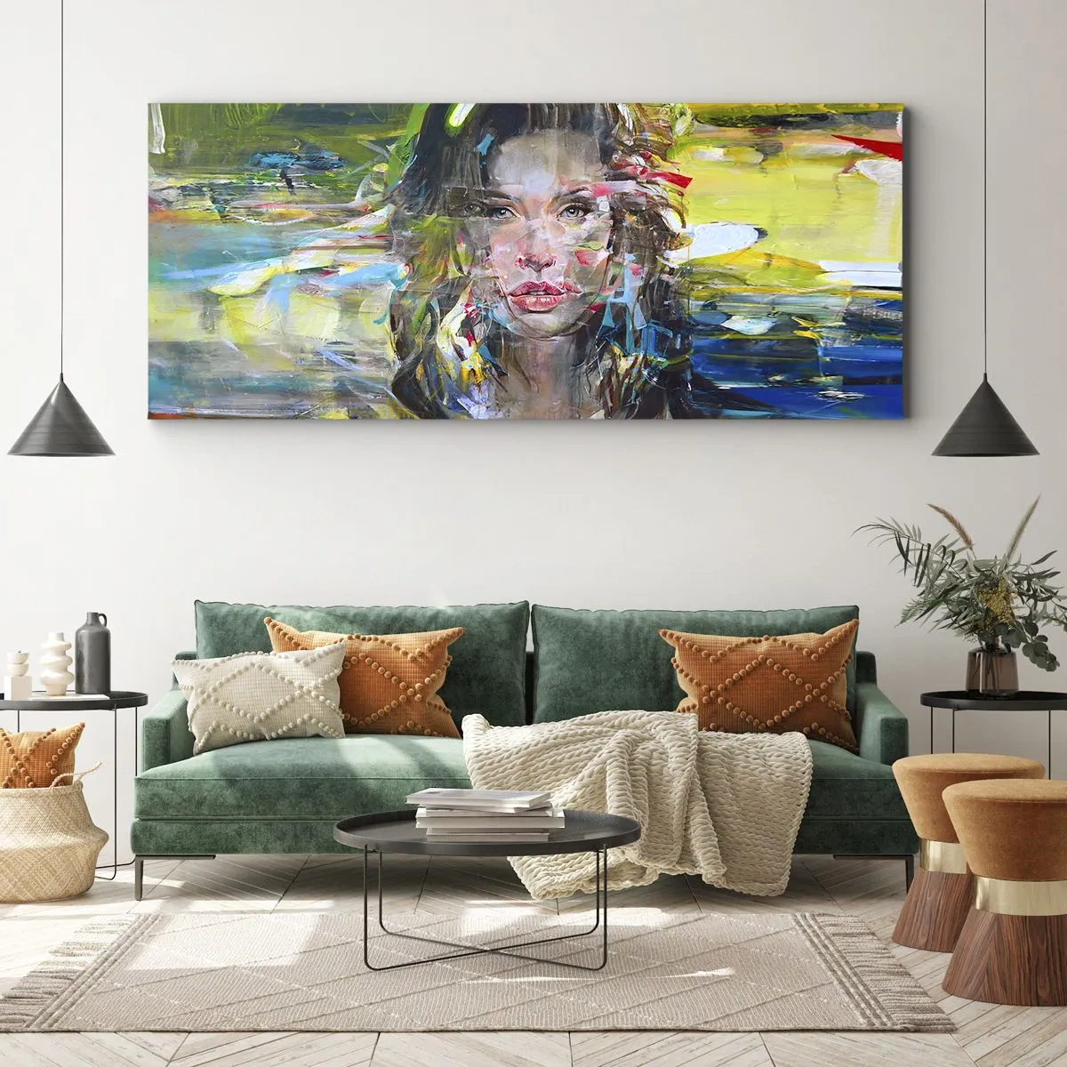 Schilderen op canvas - Achter de lucht een gordijn - 100x40 cm