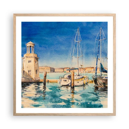 Een poster in een licht eiken lijst - Zonnige lagune - 60x60 cm