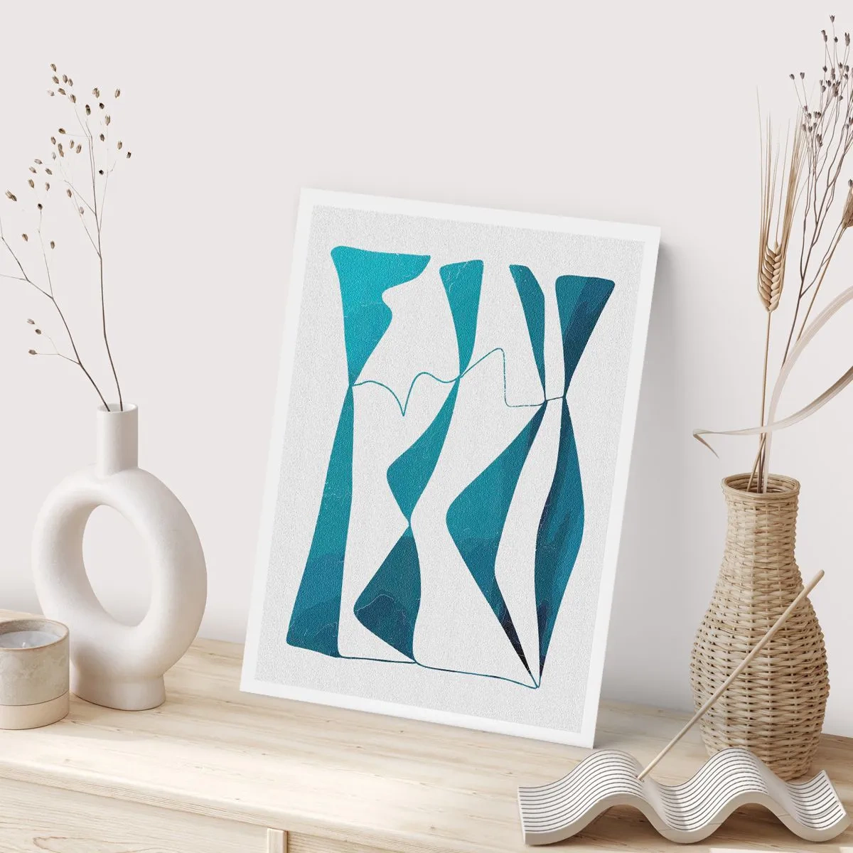 Poster - Abstractie: turquoise verbinding - 61x91 cm