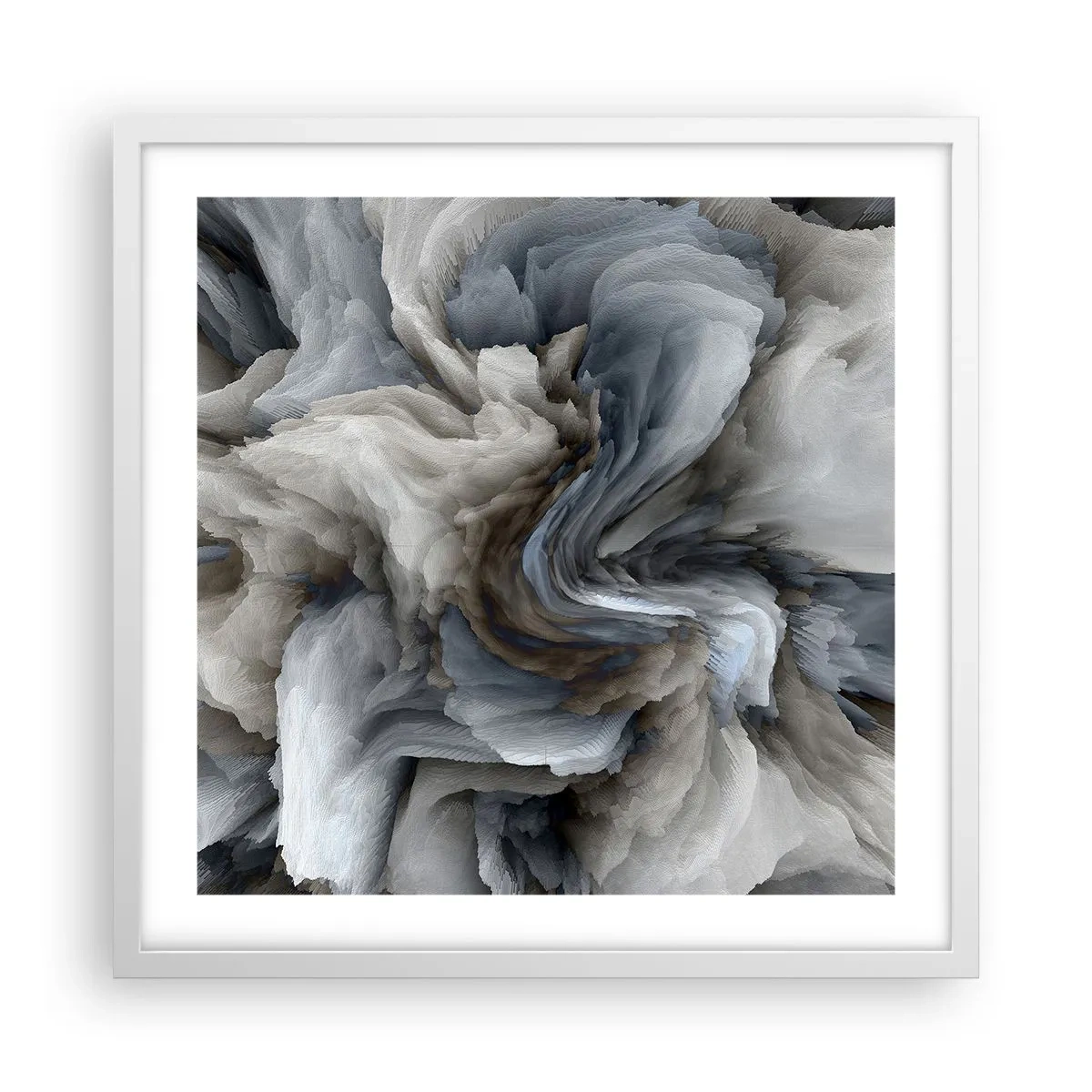 Poster in een witte lijst - Steen en bloem - 50x50 cm