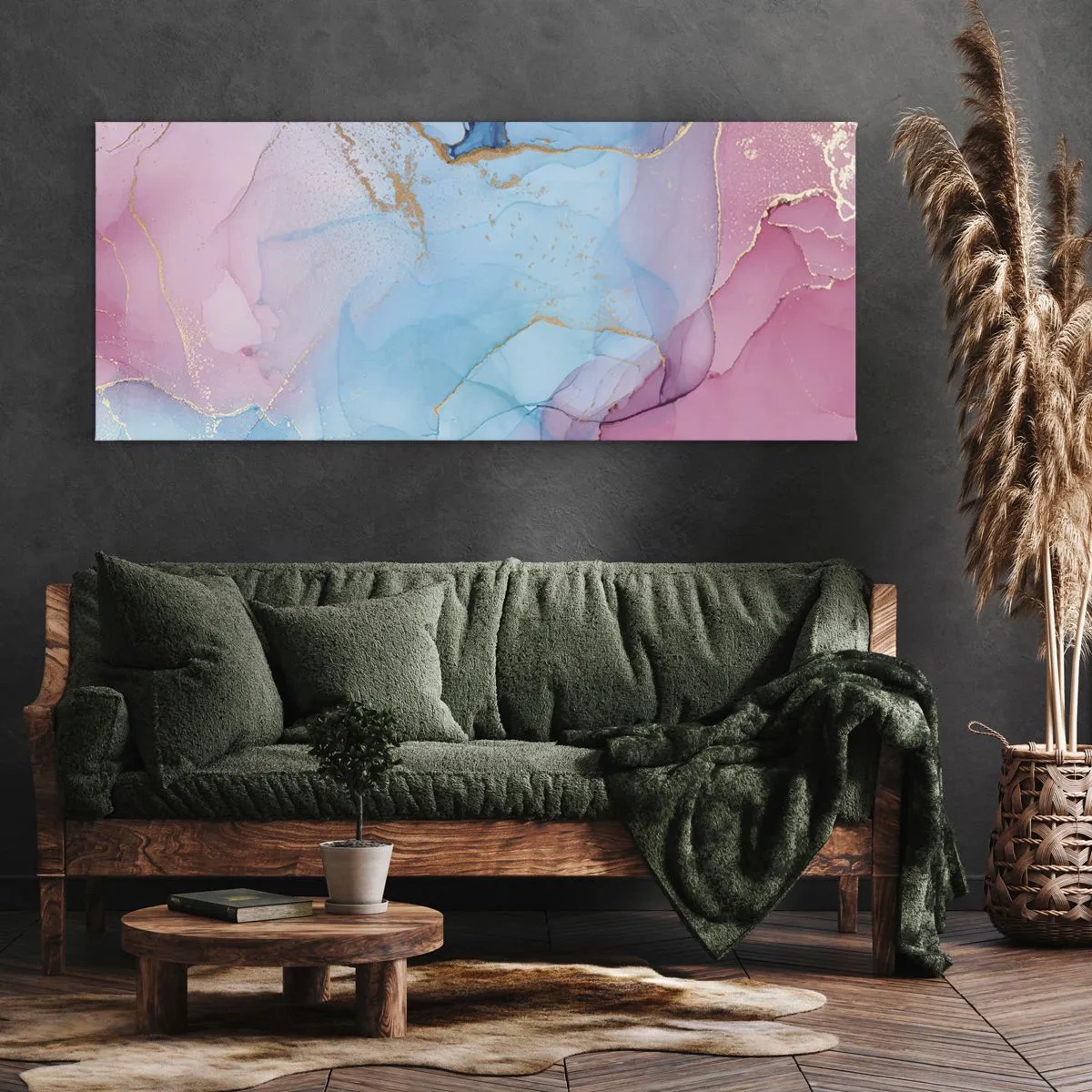 Schilderen op canvas - Ontmoeting en interpenetratie - 100x40 cm