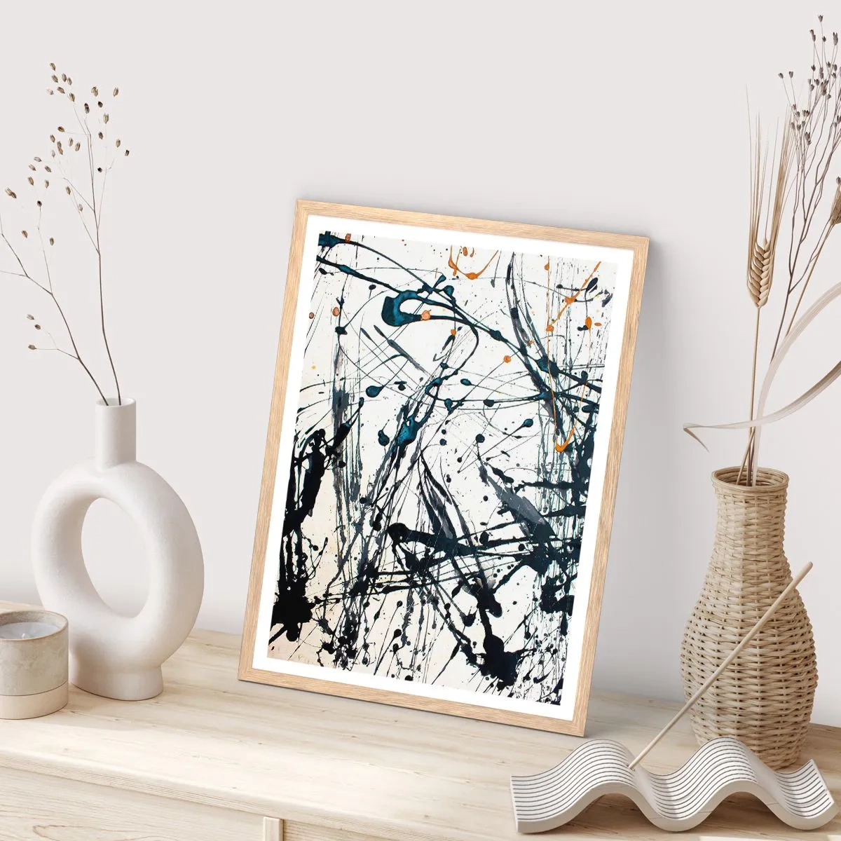 Een poster in een licht eiken lijst - Expressionistische abstractie - 61x91 cm
