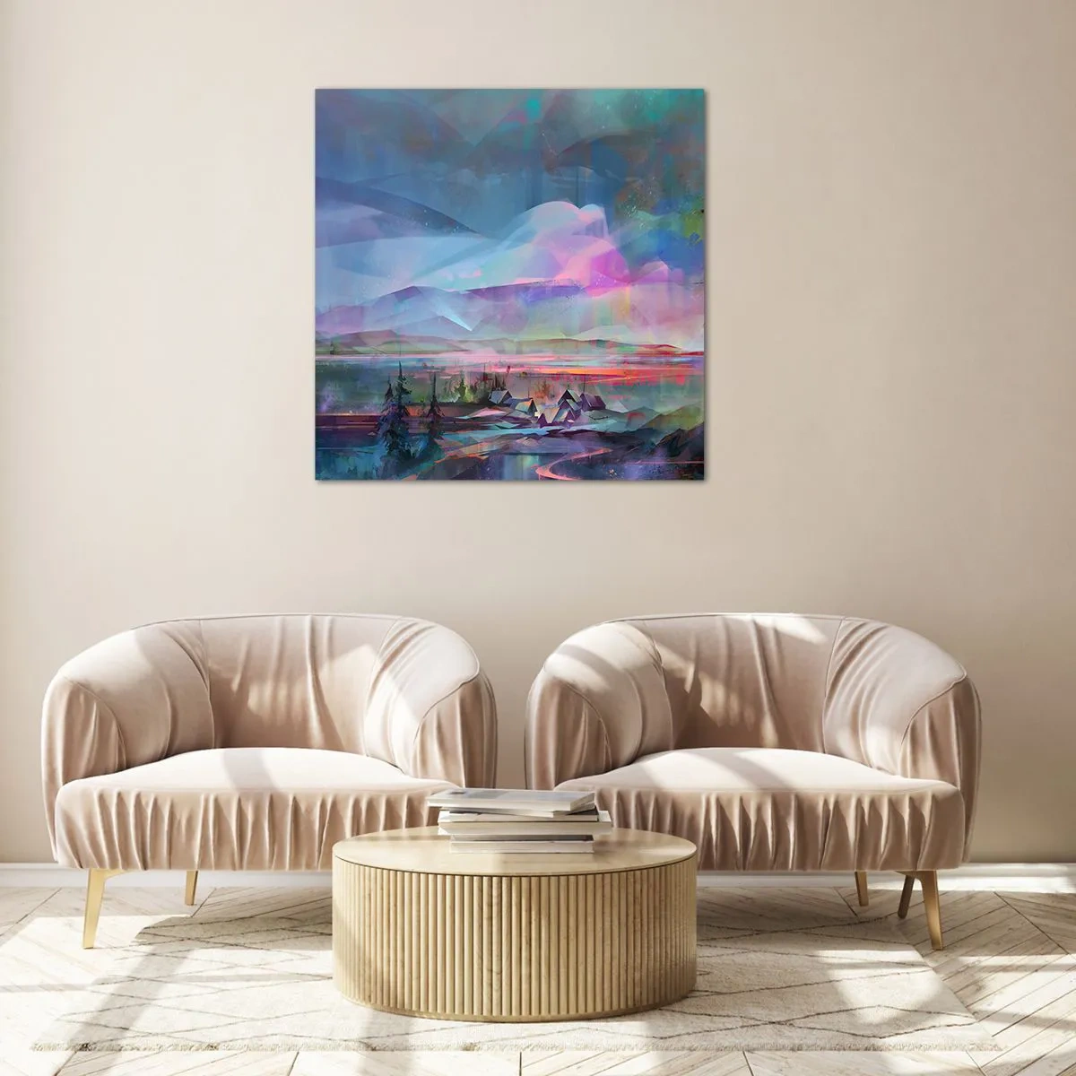 Schilderen op glas - Onder een welwillende hemel - 60x60 cm