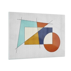 Schilderen op glas - Kleurrijke geometrische vormen op een lichte achtergrond in modernistische stijl - 70x50cm - Abstractie: modernistisch plezier - Moderne wanddecoratie voor woonkamer en slaapkamer ARTTOR