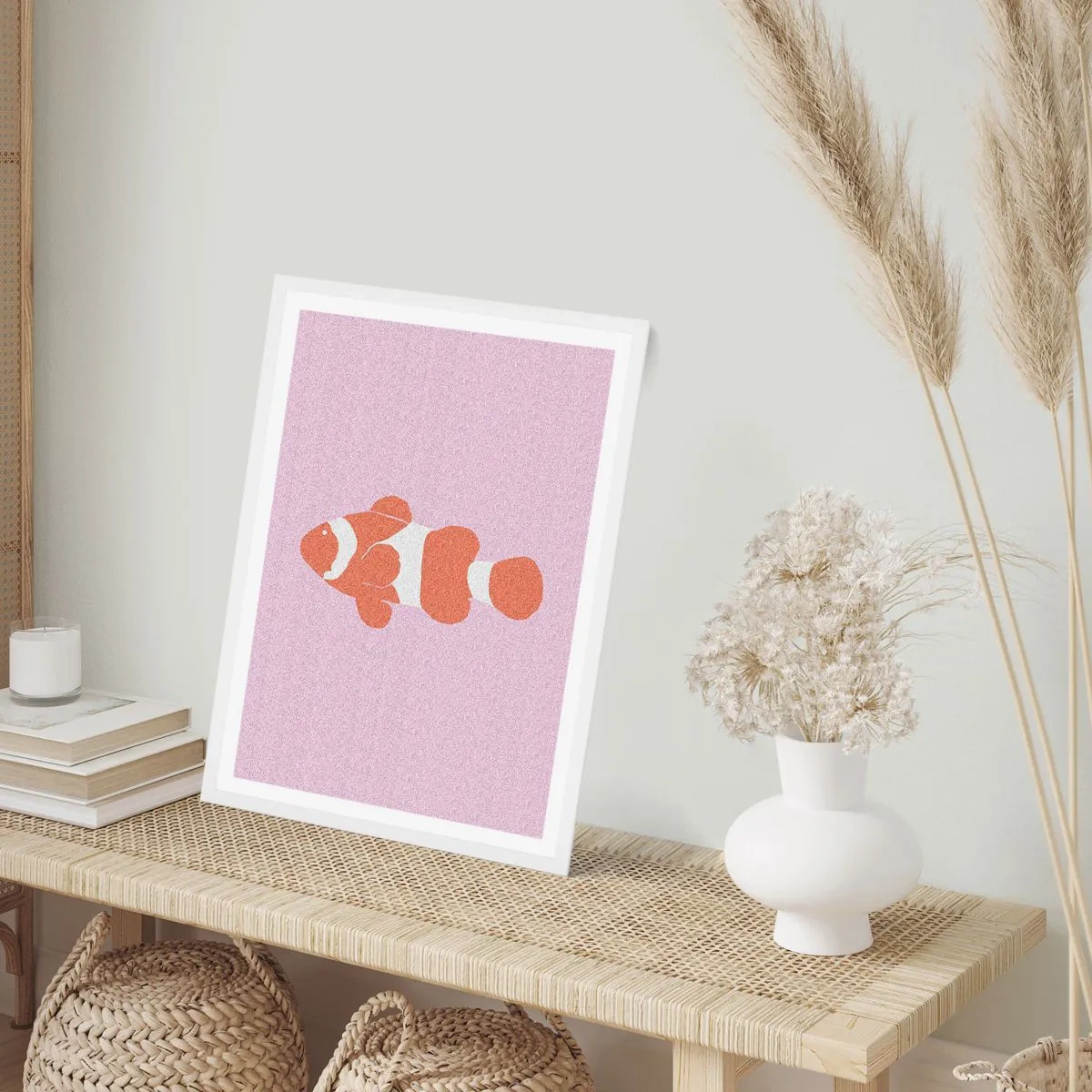 Poster in een witte lijst - In koraal dat bij haar gezicht en staart past - 40x50 cm