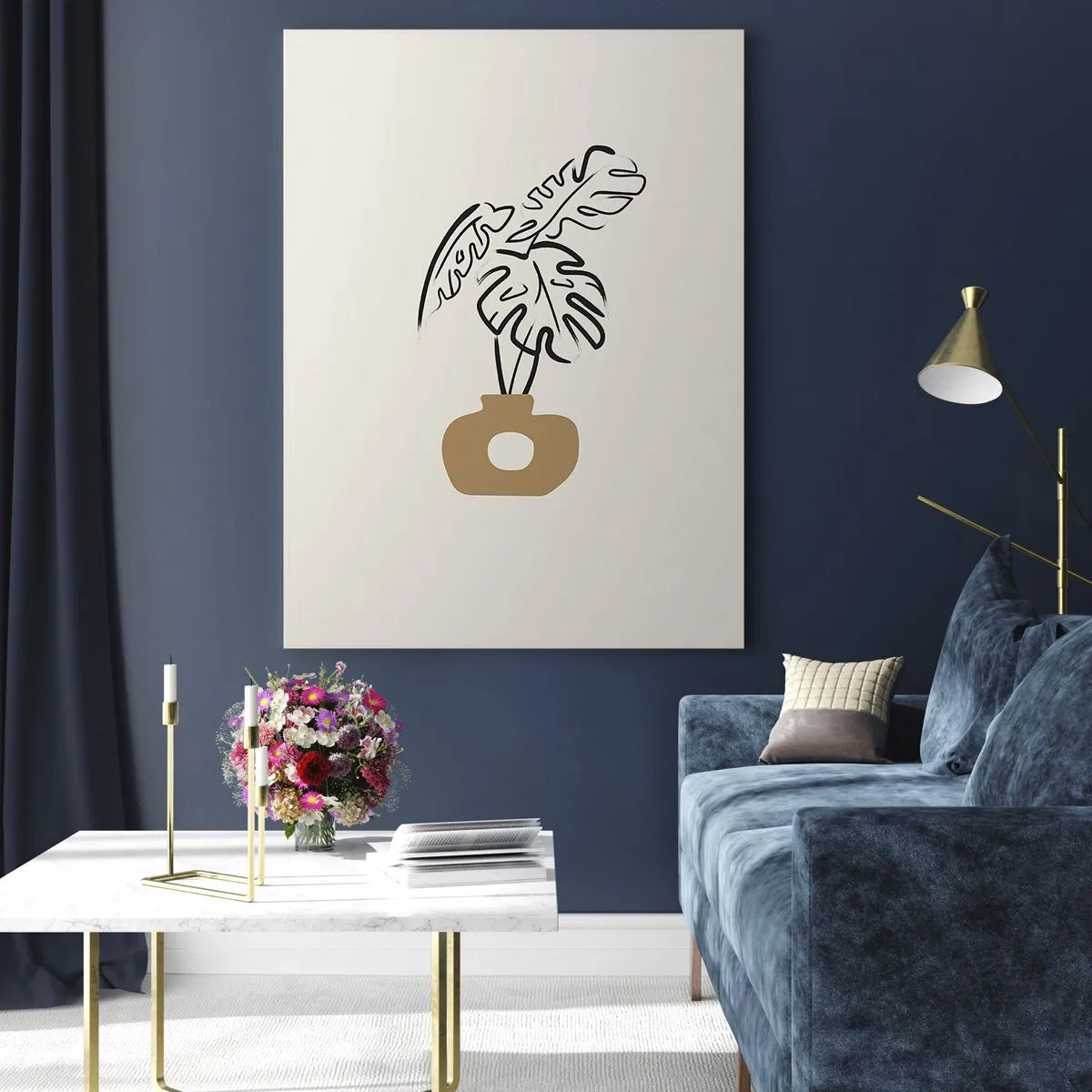 Schilderen op glas - Monstera – huisdecoratie - 50x70 cm