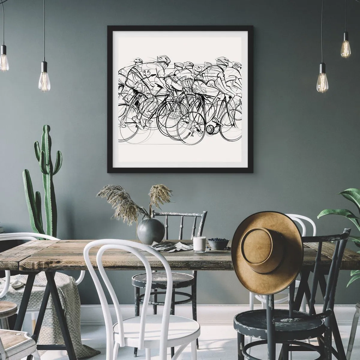 Poster in een zwarte lijst - Samen als team - 50x50 cm