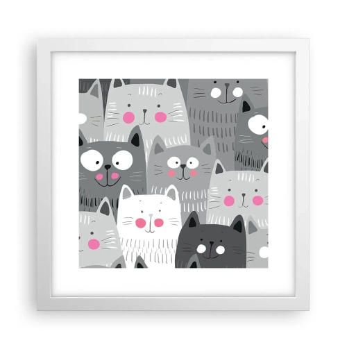 Poster in een witte lijst - De wereld van de kat - 30x30 cm