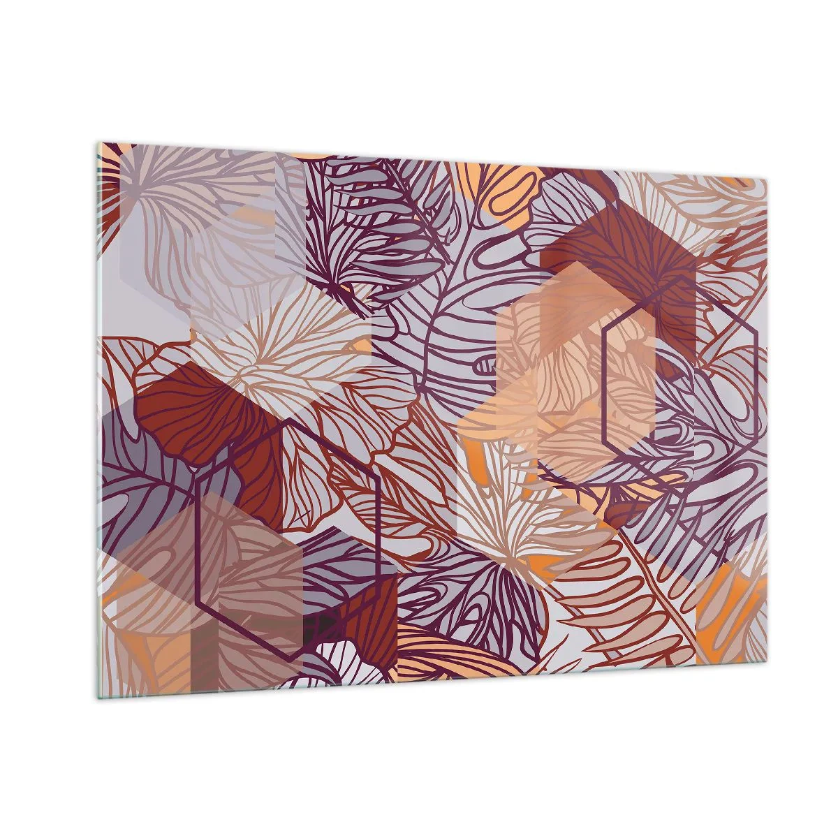 Schilderen op glas - Onmogelijke relatie tussen geometrie en natuur - 100x70 cm