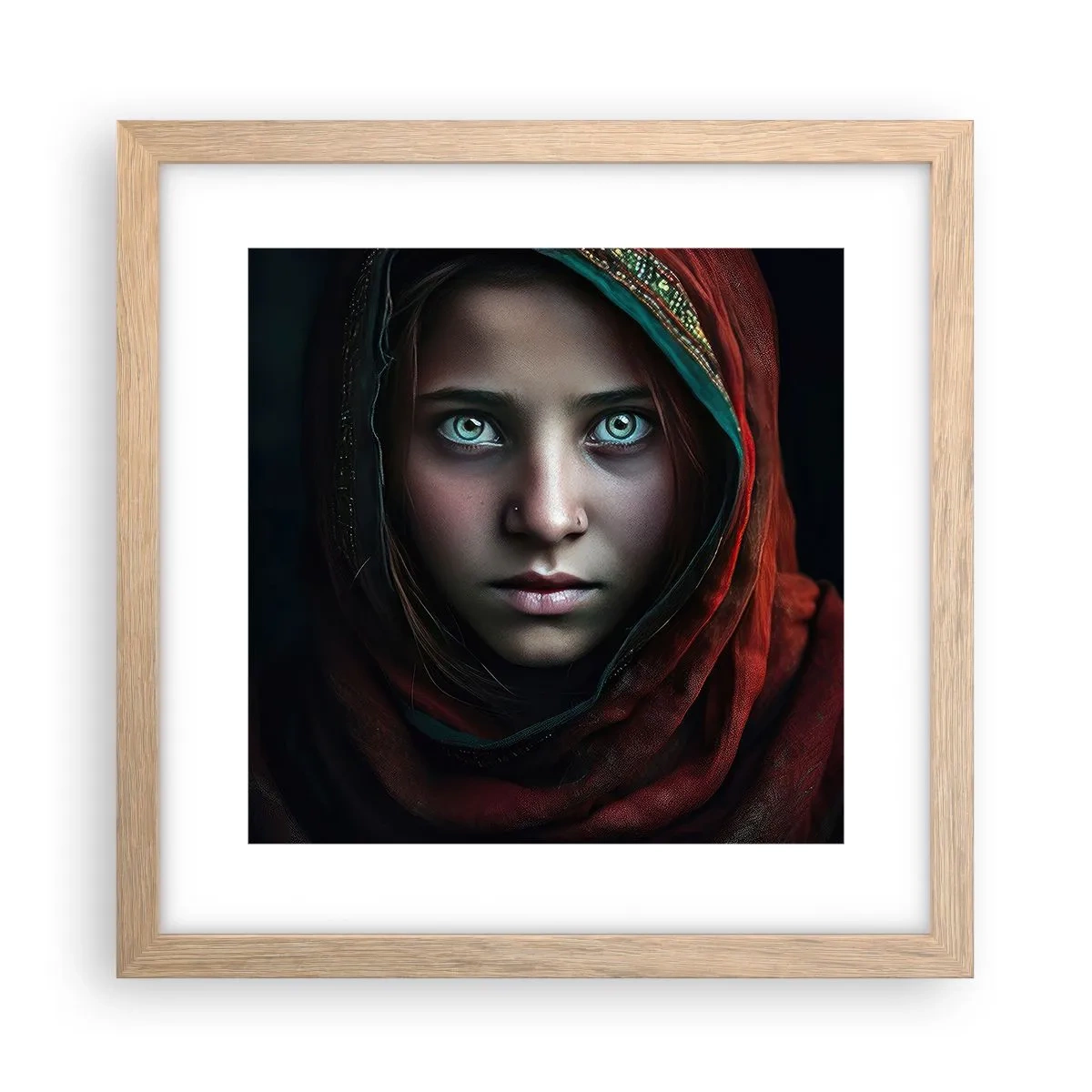 Een poster in een licht eiken lijst - Oosterse prinses - 30x30 cm