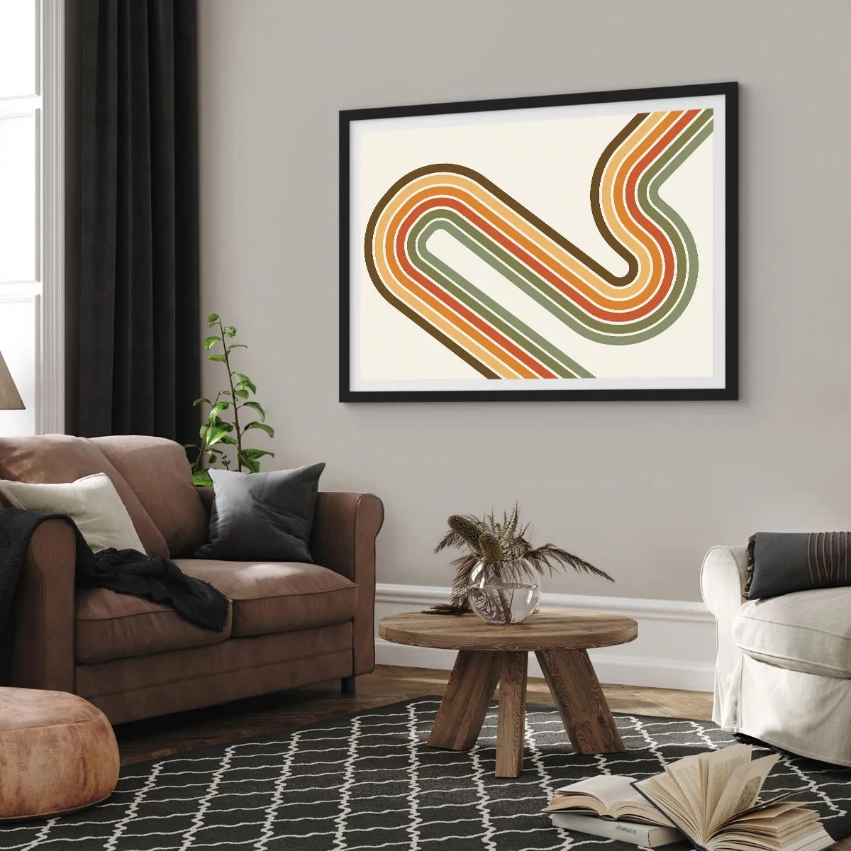 Poster in een zwarte lijst - Zigzag naar het doel - 100x70 cm