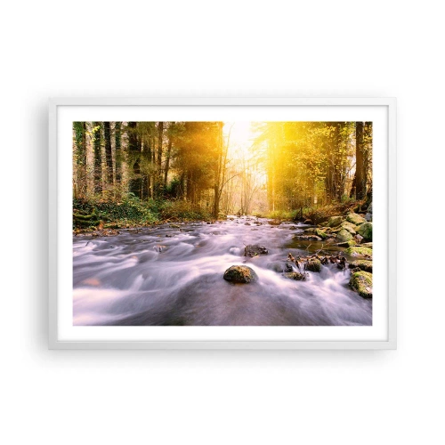 Poster in een witte lijst - Malachiet in een zilveren en gouden lijst - 70x50 cm