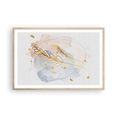 Een poster in een licht eiken lijst - Gouden explosie - 91x61 cm