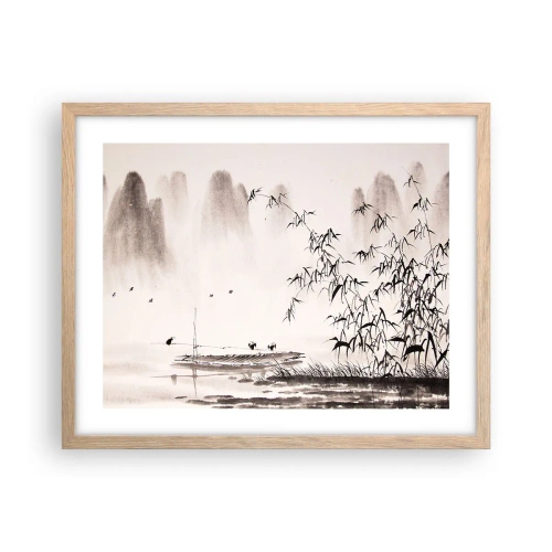 Een poster in een licht eiken lijst - De stilte van de rijstvelden - 50x40 cm
