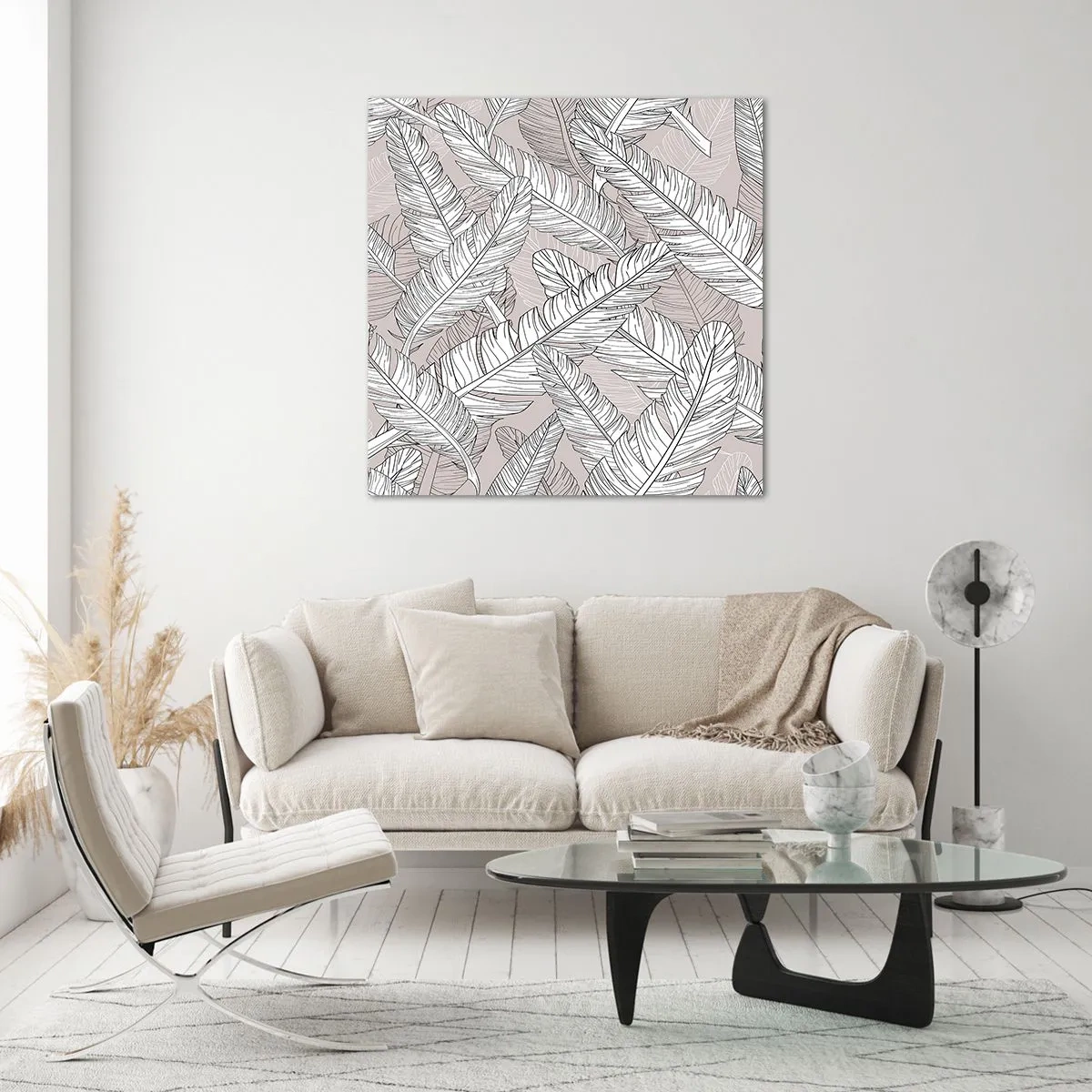 Schilderen op glas - Een verenwerveling - 30x30 cm