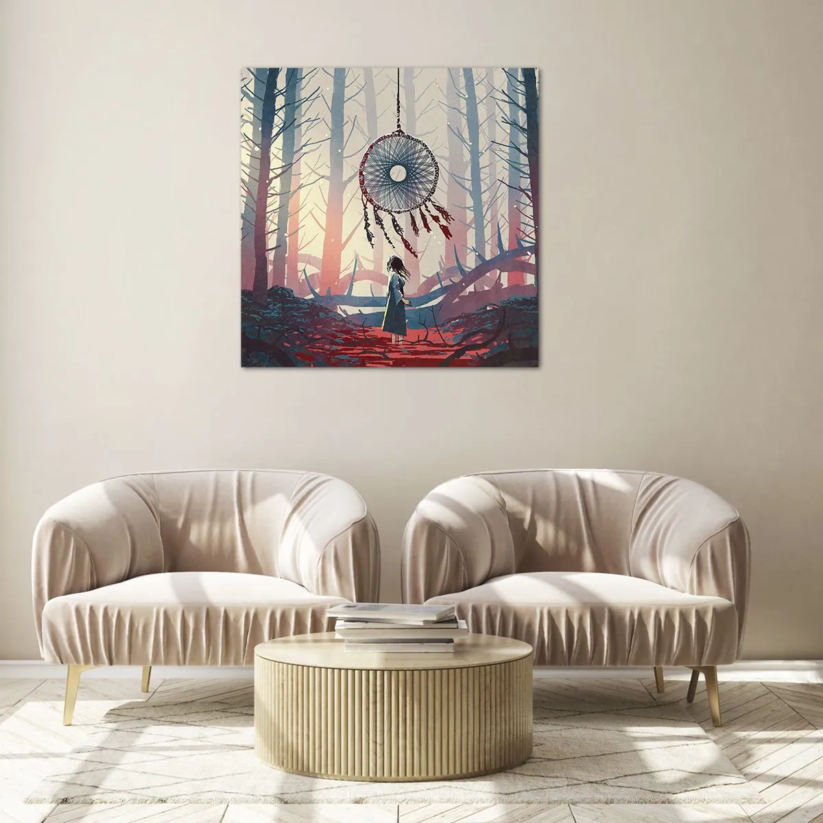Schilderen op glas - Een geheim ritueel van geluk - 70x70 cm