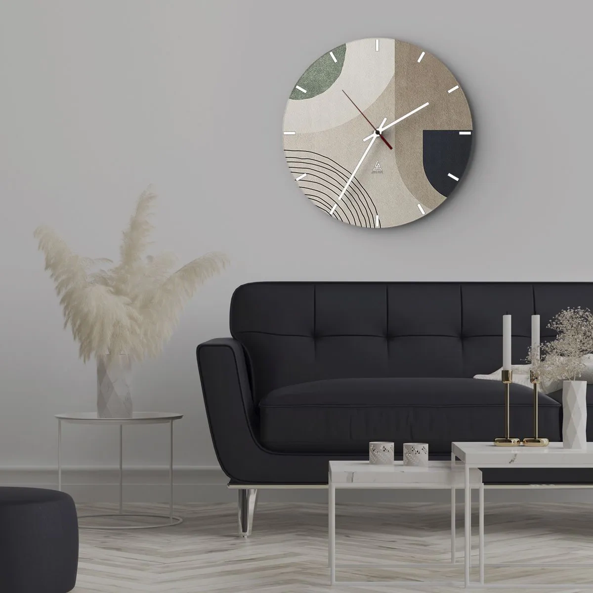 Wandklok - Klok - Ingetogen ovale vormen met bogen en aardse tinten - 30x30cm - De zachtheid van het ovaal - Moderne wanddecoratie voor woonkamer, keuken en slaapkamer ARTTOR
